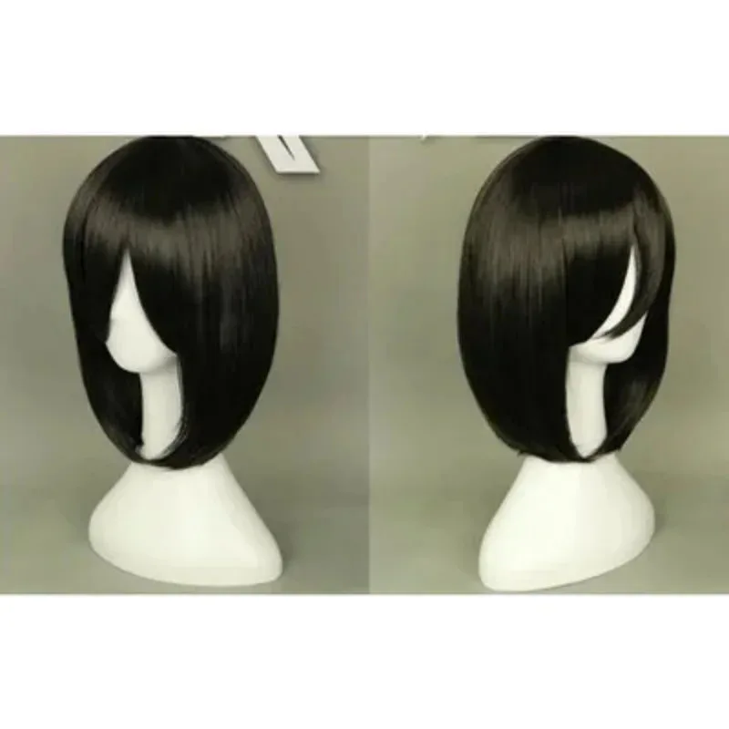 

CyAttack on Titan Mikasa Ackerman Short Bob Black Heat Wig Heat Resistant Synthetic Hair Cosplay Costume Wig D