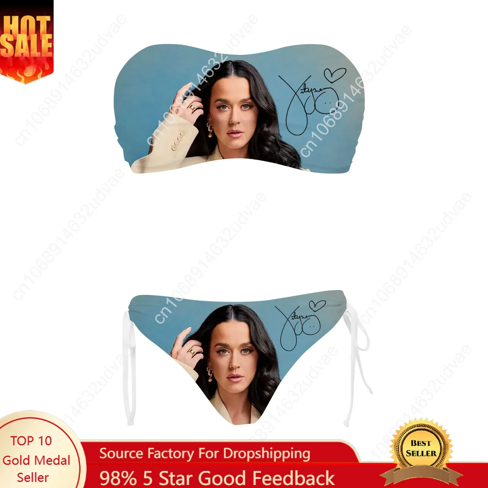 

Katy Perry Swimsuit Womens Drawstring Two Piece Set Bathing Suits Personalized Swimwear Pool Party Bikini Customize Beachwear