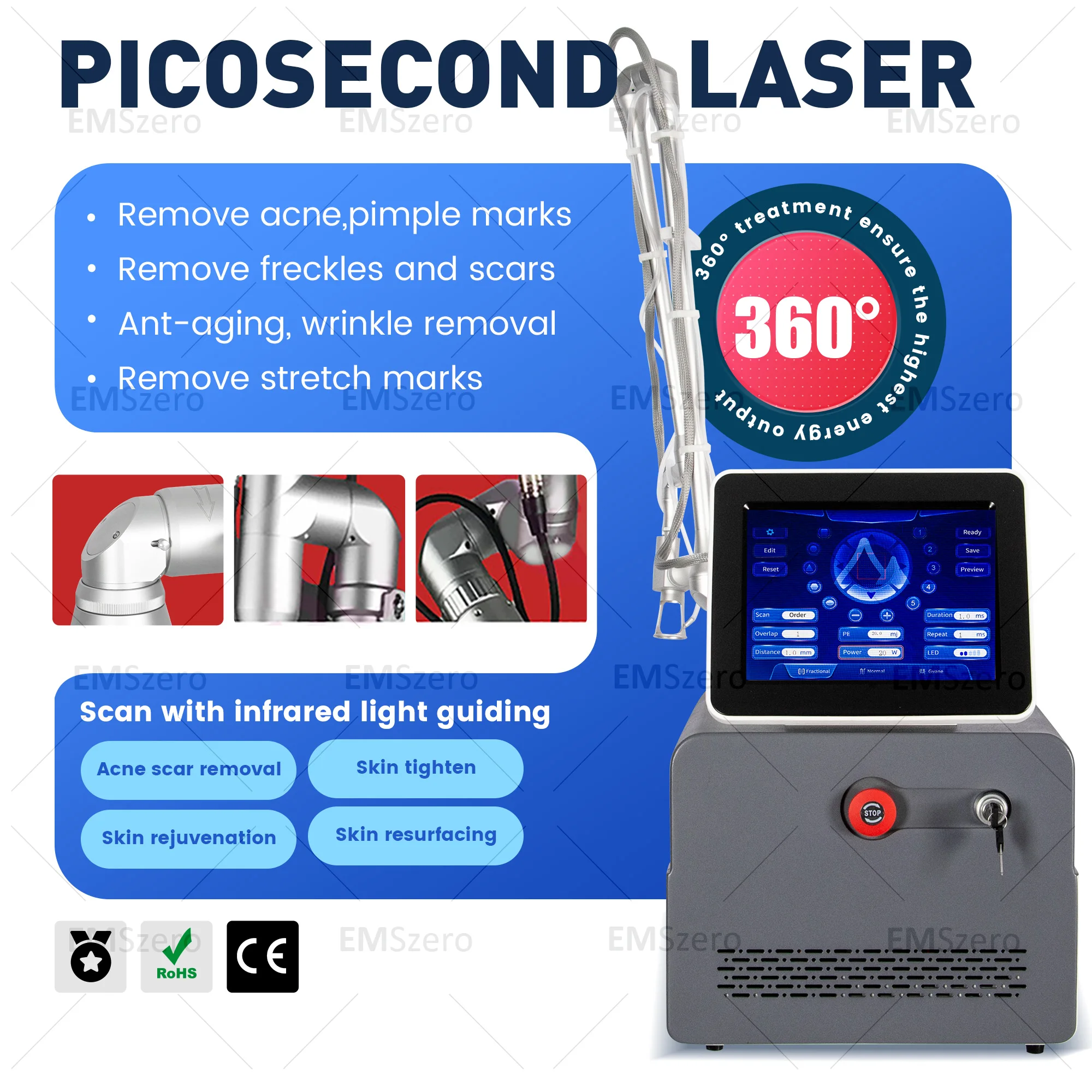 4D CO2 Fractional Radiofrequency Machine Acne Scar Removal Skin Rejuvenation Anti-Aging Professional Device Vaginal Tightening