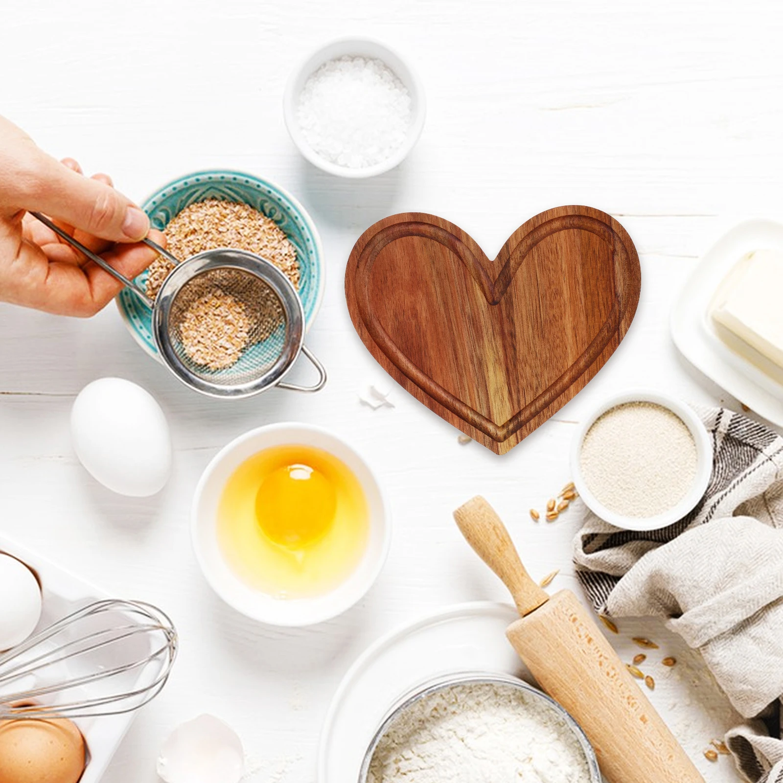 

3 pcs Heart Shaped Wooden Cutting Board Kitchen Chopper Cheese Bread Desserts Snacks Platter Multifunctional Sturdy Easy Clean