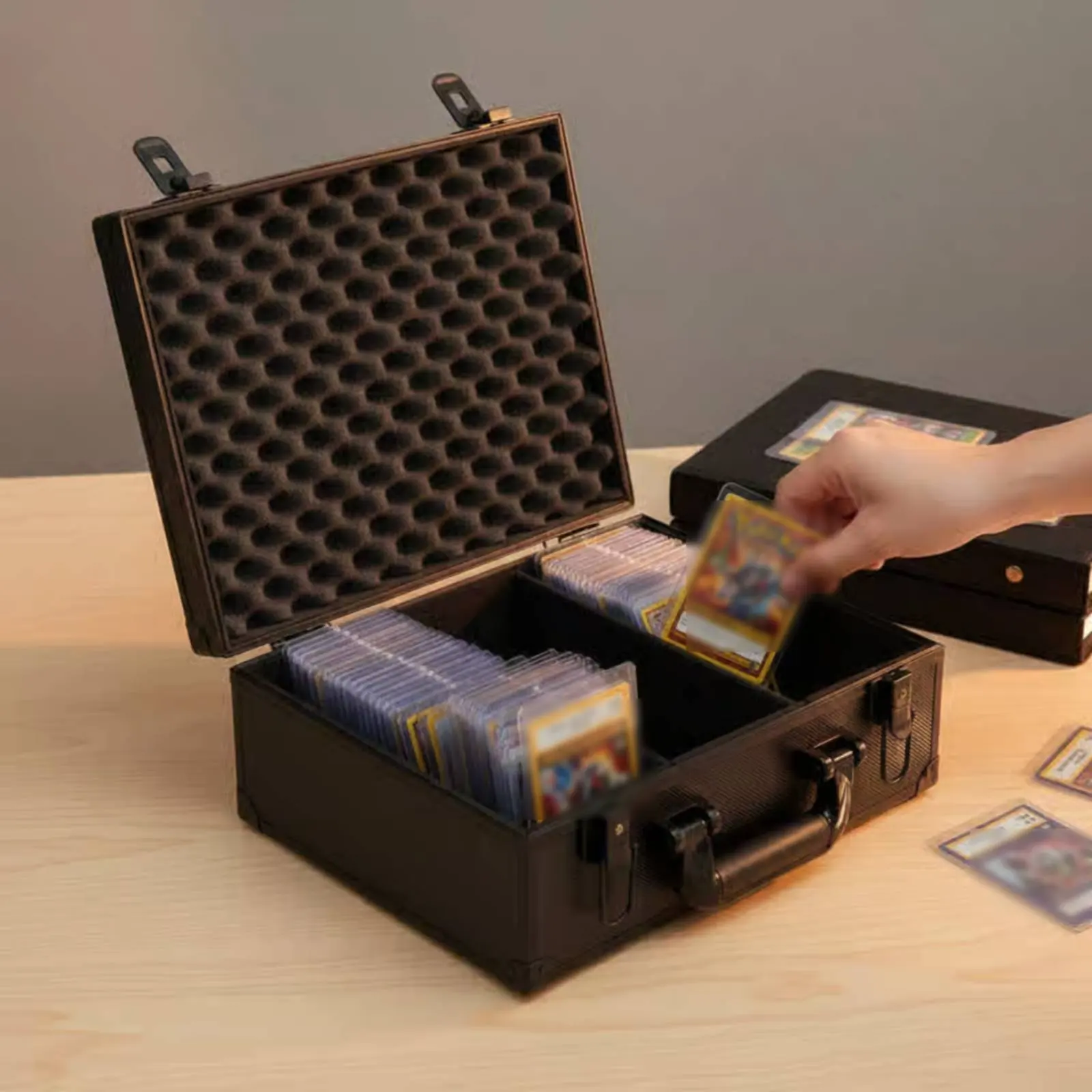 

PSA BGS Card Storage Box Key Lock Aluminum Card Storage Box Safeguarding Foam Interior High Capacity for Travel