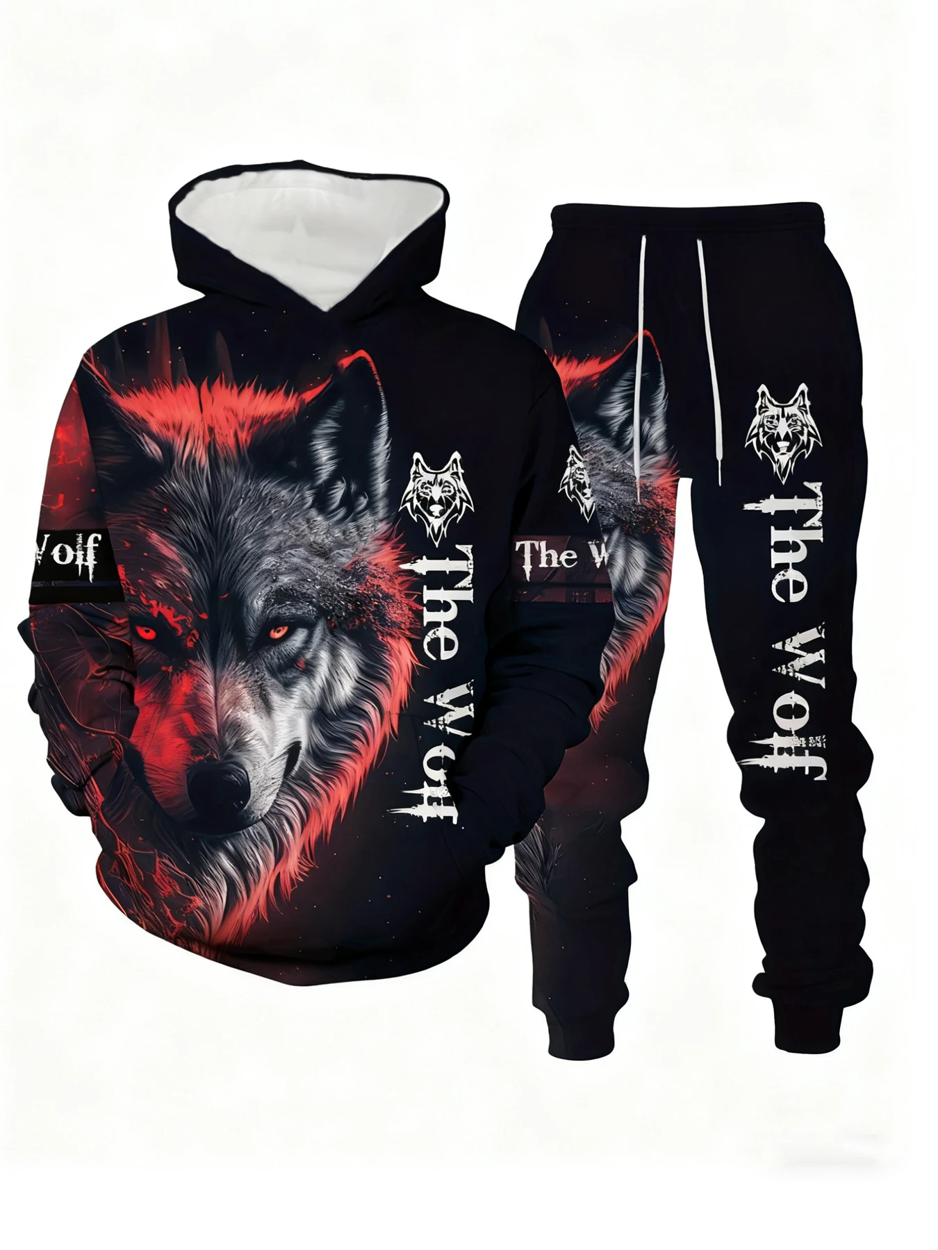 

New Arrival Casual Winter Autumn Wolf Animal Pattern 3D Printed Hoodie and Pants Set Tracksuit 2Piece Set Sportwear Men Clothin