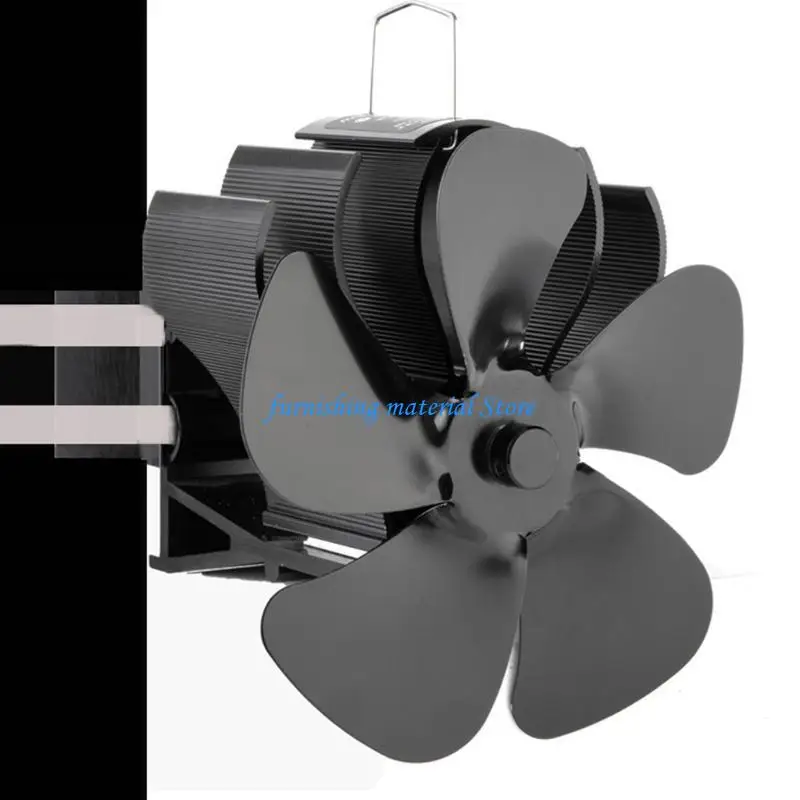 Y5GD مروحة موقد تعمل بالطاقة الحرارية بخمسة شفرات لتدفق هواء أكبر صديق للبيئة #3