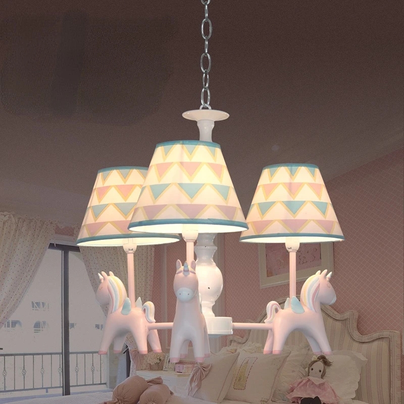 

Children's Room Chandelier Unicorn Bedroom European Living Room Modern Minimalist Creative Trending Lamps Boys and Girls