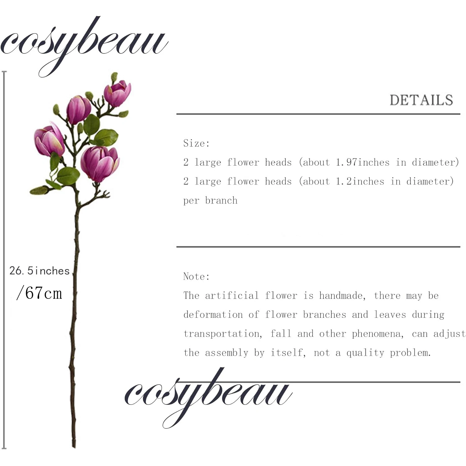 1/4PCS Künstliche Seide Magnolia Blumen Hause Outdoor Garten Vase Fensterbank Hochzeit Braut Festival Outdoor Tisch Dekoration Geschenk – Detail 11