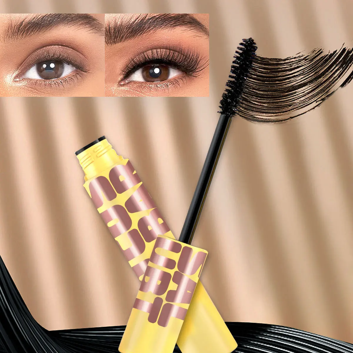 Mascara waterproof long-lasting setting not easy to take off makeup curled up dense and non-smudging natural three-dimensional