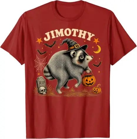 Jimothy Seattle Raccoon Halloween-Shirt, lustiges Tier-Meme-T-Shirt, Y2k Spooky Season, Trick or Treat Nights Wizard Jimothy Tees – Detail 7