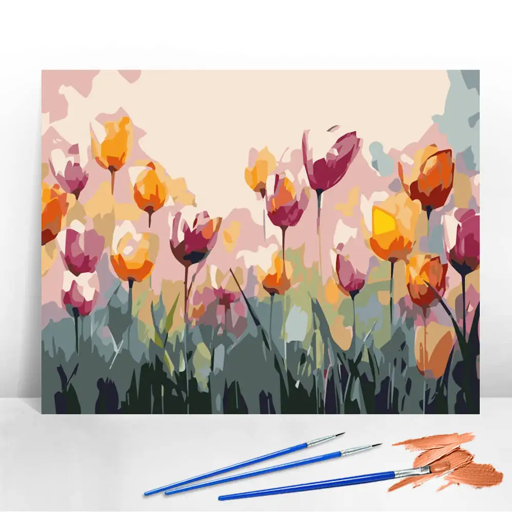 Ölgemälde nach Zahlen, Berglandschaft, DIY, digitale Malerei, Haus, Baum, Landschaft, Bild, Kunsthandwerk auf Leinwand, handgemaltes Geschenk