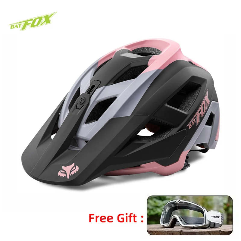 BATFOX 2025 Bike Helmet with Goggles Windproof Sand Road MTB Bicycle Helmet Outdoor Sports Safety Hat Men Women Cycling Helmets