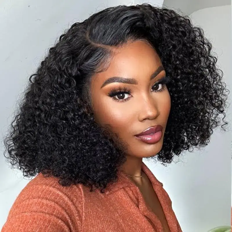 

220% Curly Deep Wave 5x5 HD Lace Front Wigs Short Bob Wig 14 16 Inch Brazilian Glueless Human Hair Transparent Lace Frontal Wig