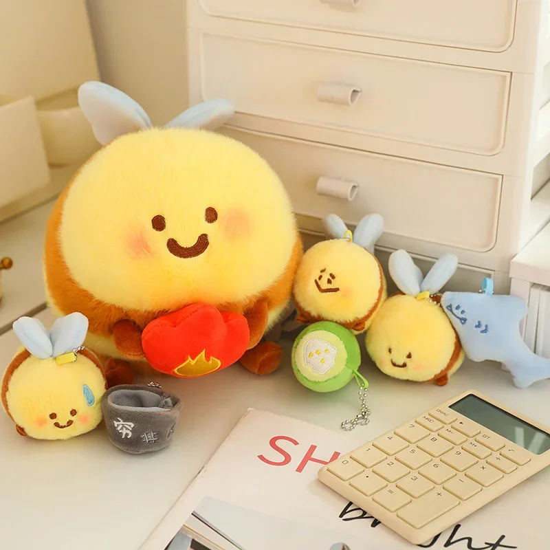 Lovely Sha Bee Plush Toys Pendant Stuffed Cai Bee Plush Super Soft Honey Jar Plush Doll Bed Sleep Pillow Birthday Gifts for Kids