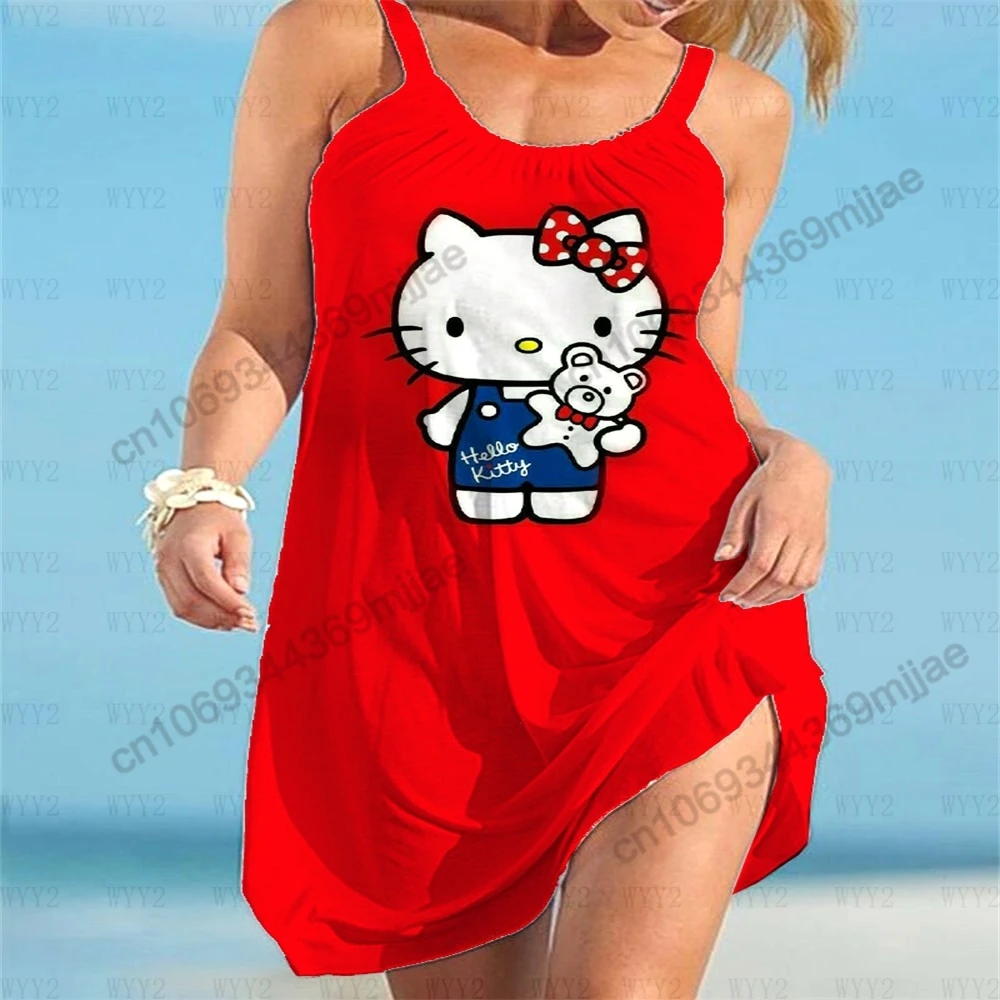 Round Neck Y2k Clothes Women Tops for Women 2023 HelloKitty Beach Dresses Woman Clothing Zevity Summer Top Women's T-shirt Tees