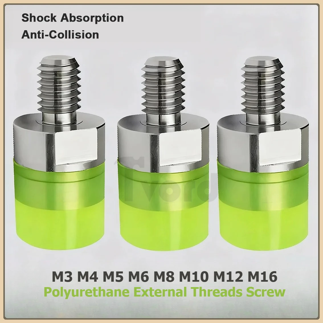 1PCS Polyurethane Coated Stainless Steel Screws External Threads for Anti-Collision Cylinder Pads Wear-Resistant Buffer Blocks