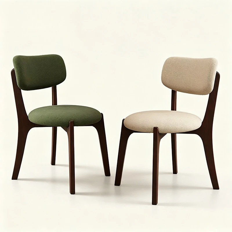 Modern Minimalist Oak Dining Chair, Nordic Solid Wood Soft Padded Backrest Chair, Household Restaurant Leisure Chair
