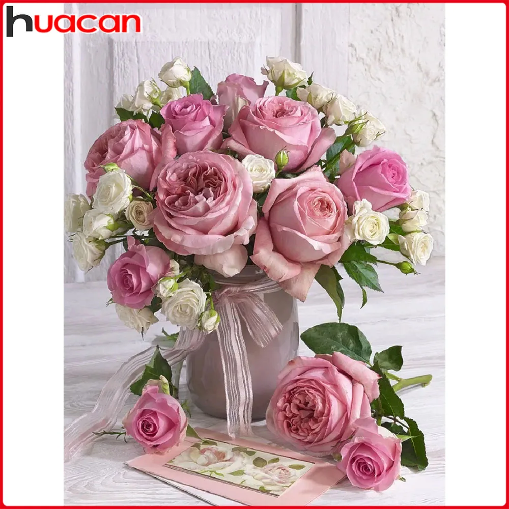 Huacan Vollquadratische und Runde Diamant-Malerei Rosen-Vase Diamant-Mosaik Blumen Neu 2026 Dekorative Gemälde