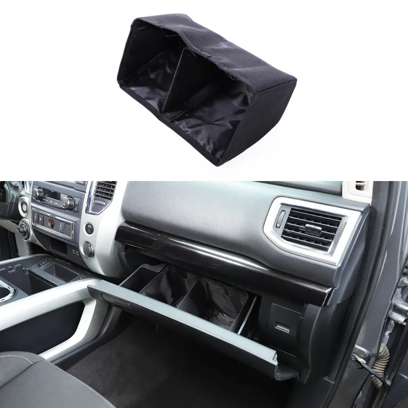 2pcs Oxford Cloth For 2016-2023 Nissan Titan Passenger Side Glove Box Divider Pouch Storage bag Car Organizer  Accessories