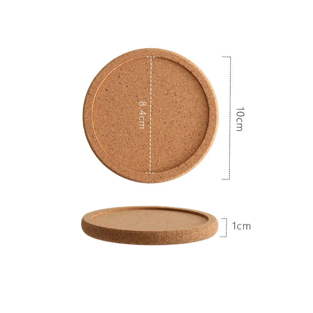 1-8Pc Cork Insulated Cup Mat OD 10cm Anti Scalding Soundproofing Board Round Tea Cup Mat Resistant To High Temperature Thick 1cm