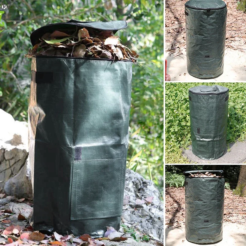 Collapsible Garden Yard Compost Bag with Lid Environmental Organic Ferment Waste Collector Refuse Sacks Composter Bin 35 X 60 CM