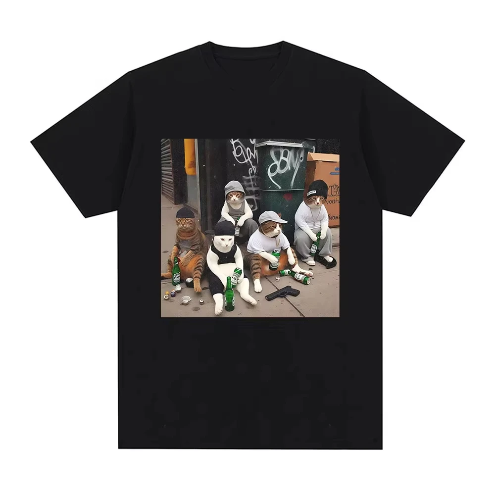 

Cat Gang Meme Graphic T Shirts Fashion Vintage Short Sleeve T-shirt High Quality Kids Tshirt Men's Shirts Women Y2k T-shirts New