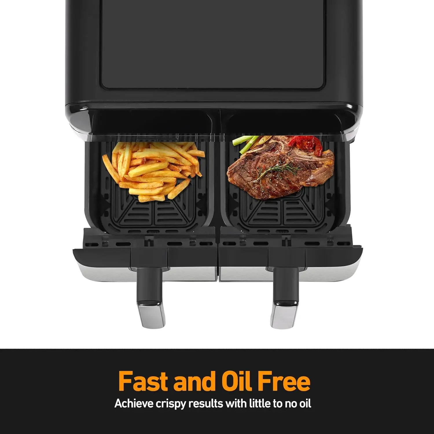 9,5 Qt luchtfriteuse met dubbele mand, 8 vooraf ingestelde functies voor familie en kinderen, perfect cadeau