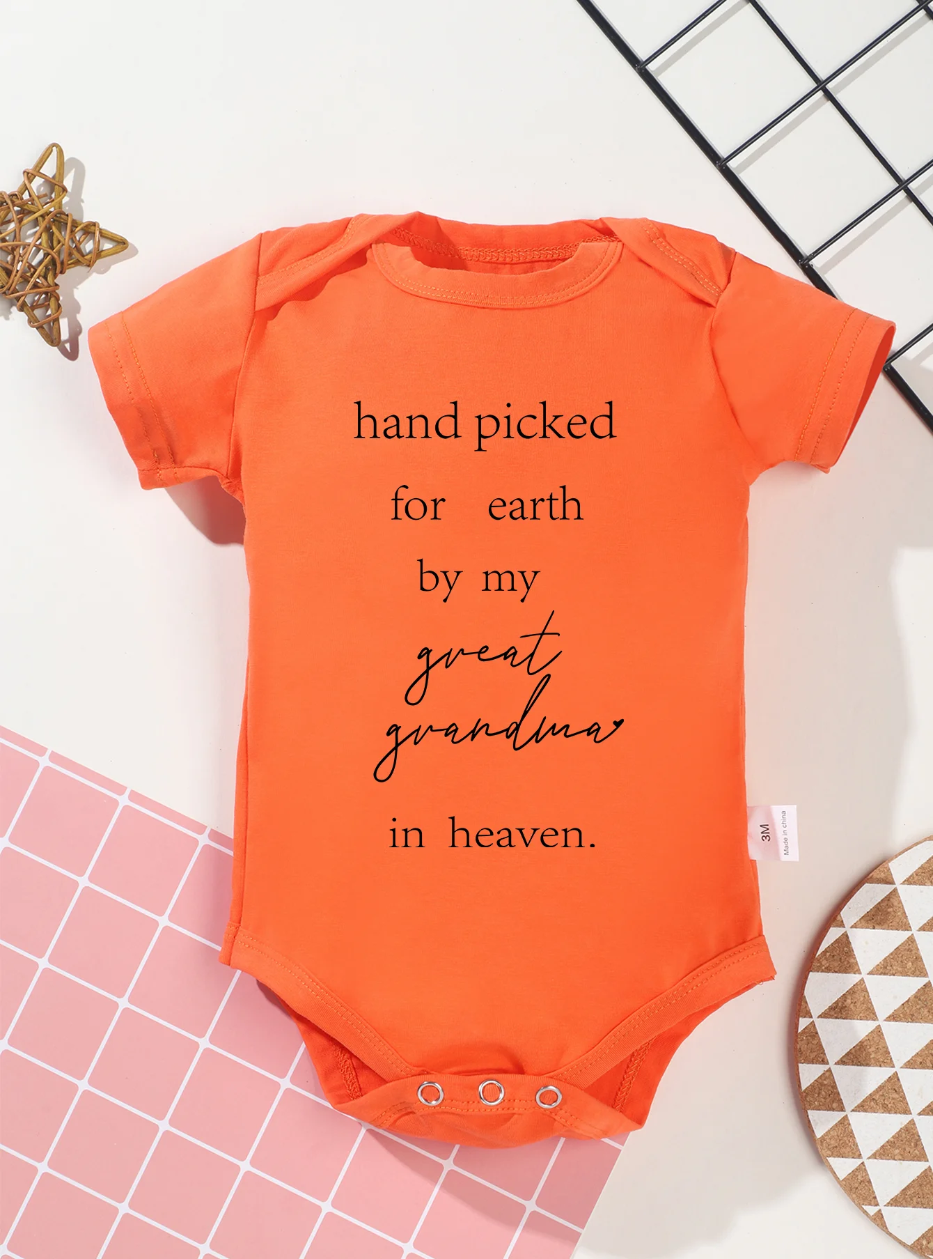 Bodysuit Baby Girl Hand Picked for Earth By My Grandma In Heaven Print Toddler Newborn Infant Jumpsuit Baby Boy Clothes Romper