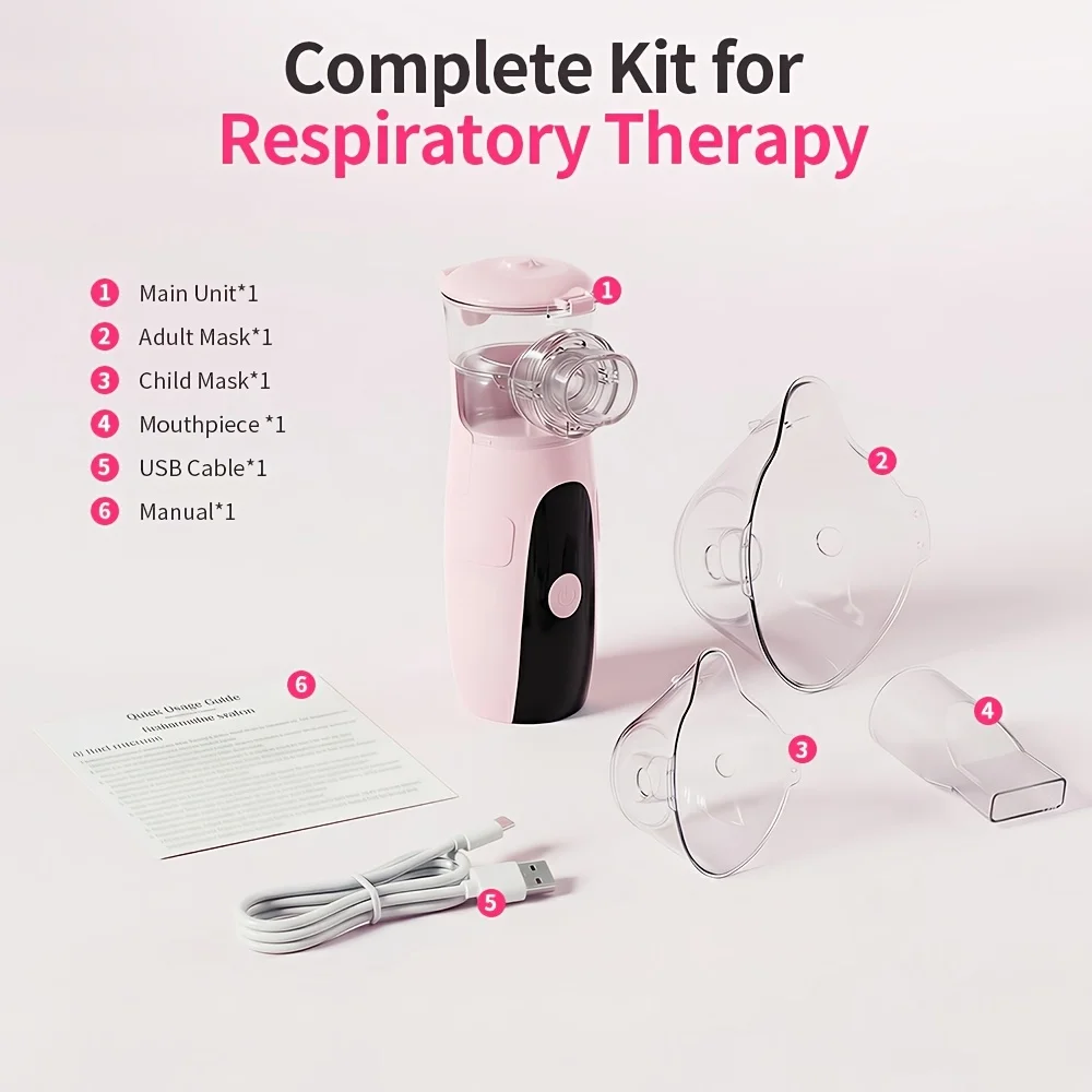 Mesh Nebulizer Portable Inhaler Machine Smart Timer Silent Atomizer for Kids Adult Rechargeable Home Medical Respiratory Care