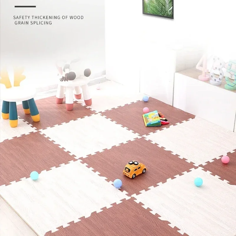 Wood Grain Foam Splicing Mattress Baby Kid Playmat Anti-Slip Puzzle Floor Rugs Waterproof Carpet Tiles Cover Pad