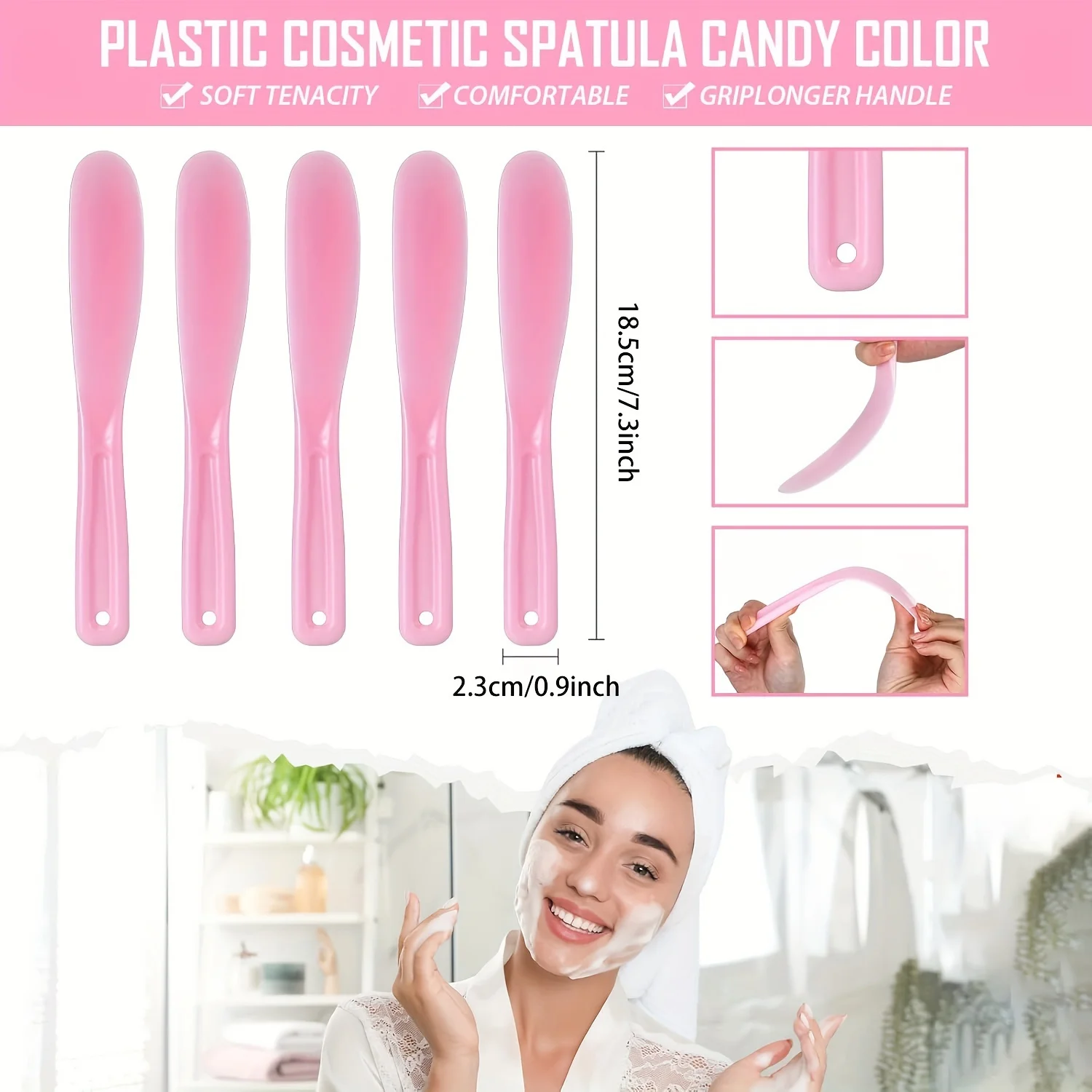 20PCS Plastic Long Facial Mask Scraper Spatula DIY Face Mask Applicator for Skincare Beauty
