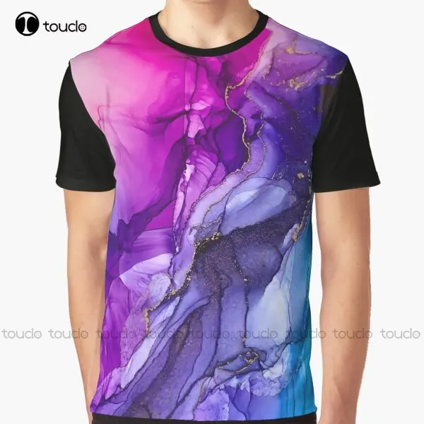 Abstract Vibrant Rainbow Ombre Graphic T-Shirt Custom Aldult Teen Unisex Digital Printing Tee Shirts Custom Gift Xxs-5Xl