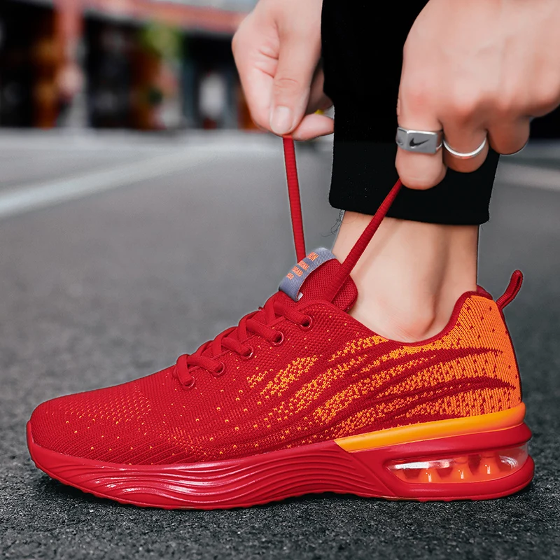 Mens Sports Running Shoes Fashion Breathable Sneakers Air Cushion Soft Comfortable Outdoor Casual Shoes