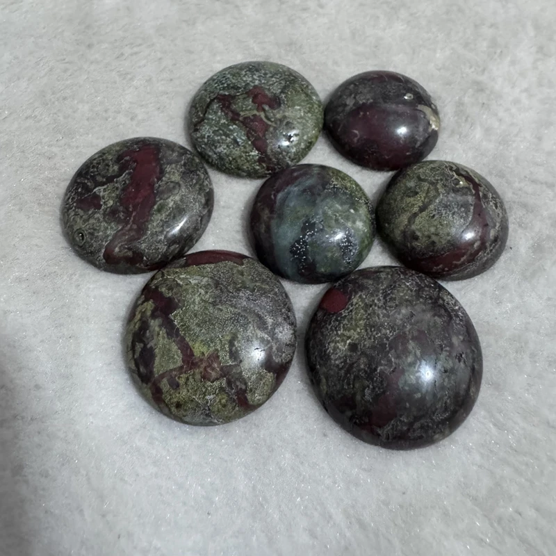 Wholesale 2pcs Natural Blood Stone 25mm 30mm 35mm Round Gemstone Pendant Cabochon Ring Face For Jewelry DIY