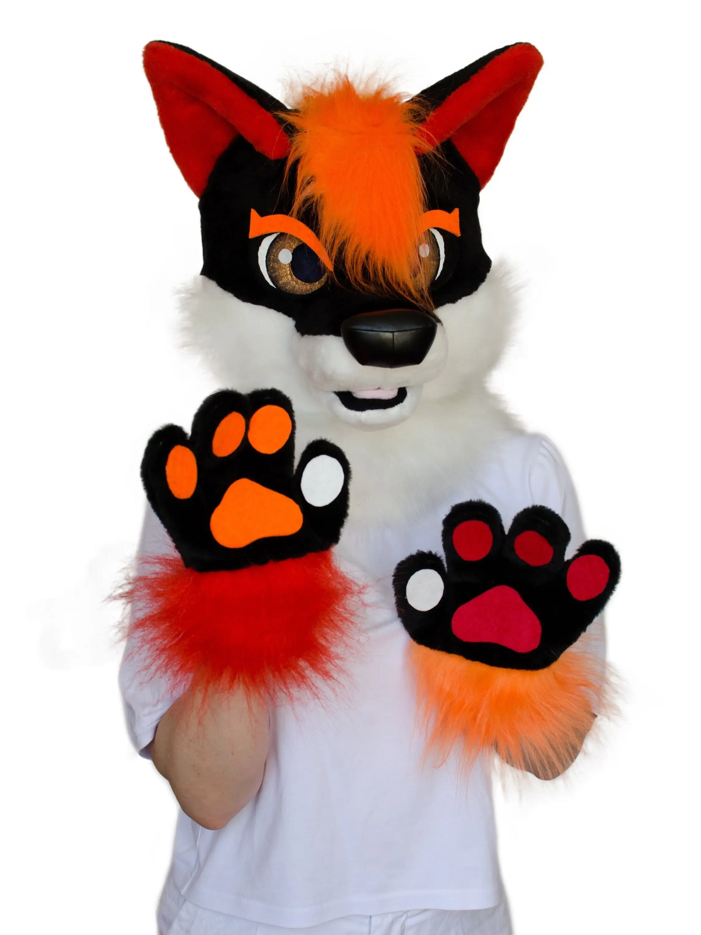 

Christmas Long Fur Husky Dog Fox Fursuit Furry Mascot Head Hand Cosplay Fancy Dress Adult Outdoor Outfit Fur Suit