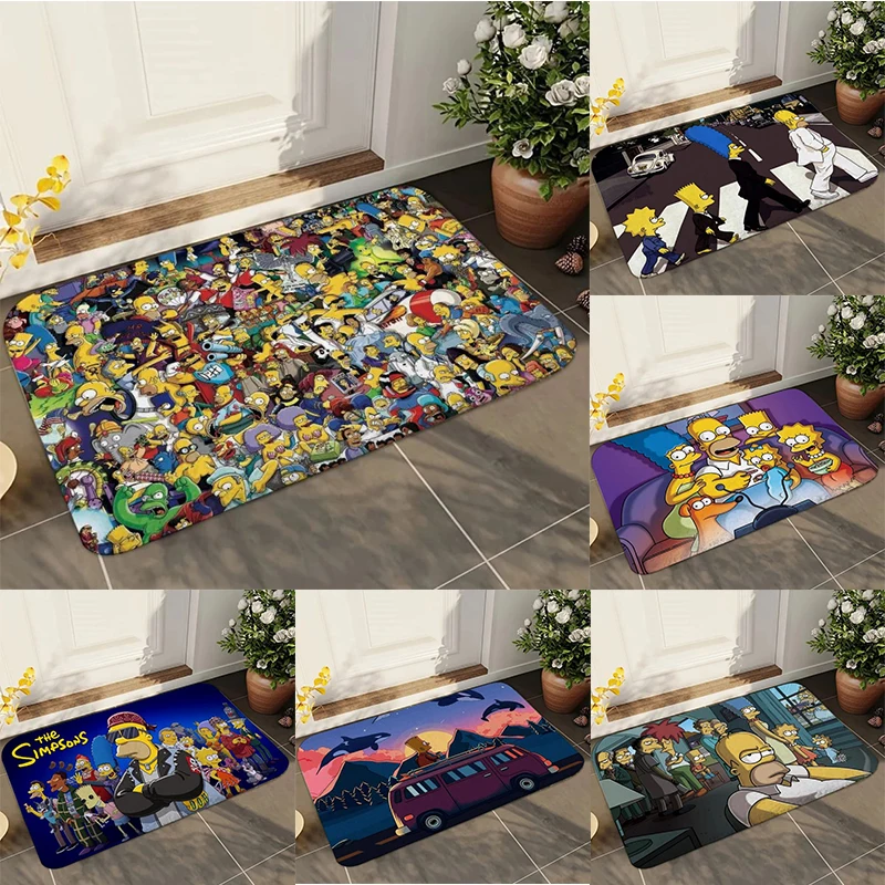 MINISO Disney The Simpsons Floor Mat Floor Mat Anti-Slip Kitchen Bedroom Handmade Tufted Rug Carpet Living Room Entrance Rug