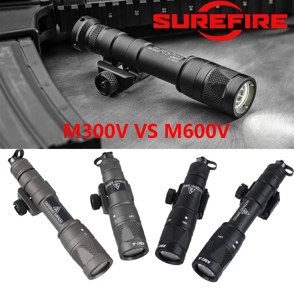 

SureFire M300V M600V страйкбольное оружие стробоскоп тактический фонарик для разведки с дистанционным переключателем давления UNITY защита объектива
