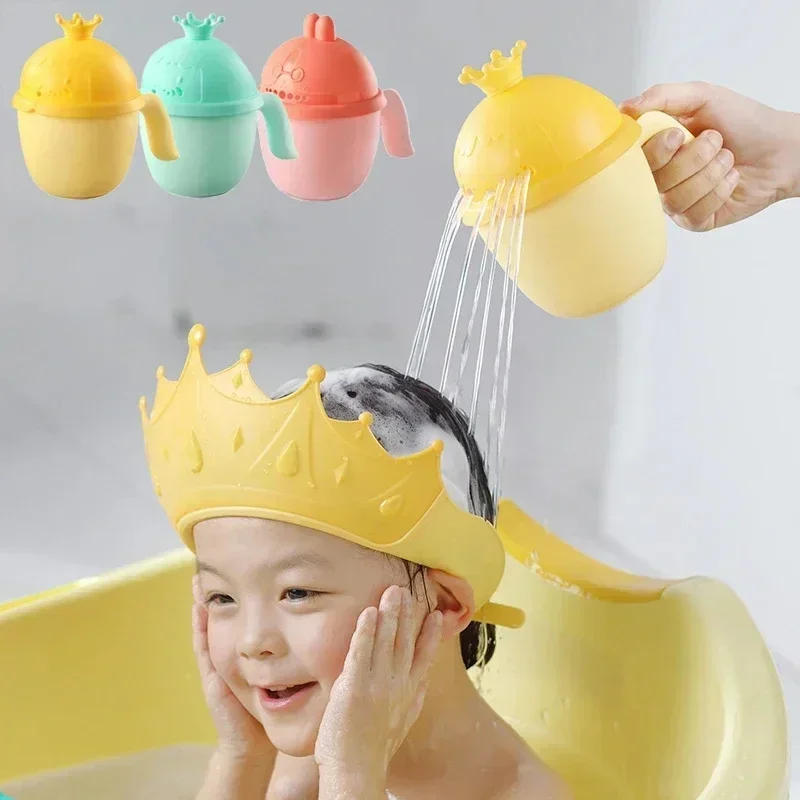 

Baby Eye Protection Waterproof Shampoo Cap Adjustable Size Children's Shampoo Cap Crown Baby Silicone Shower Cap