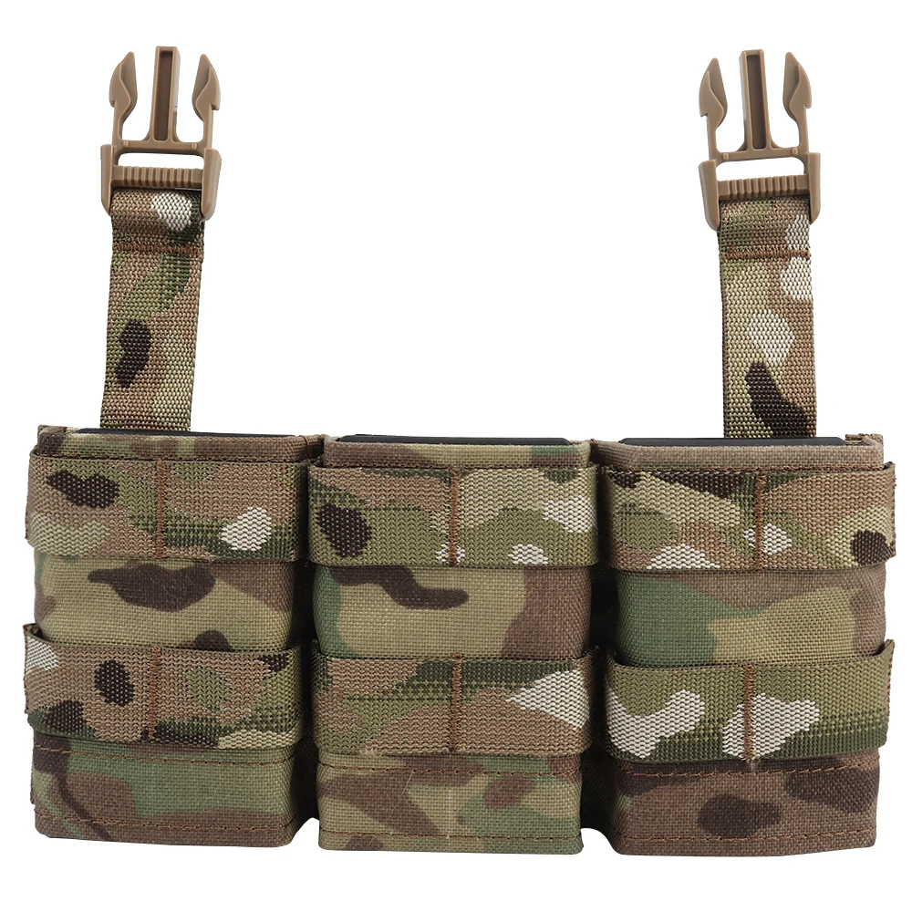 Tactical Triple Magazine Pouch 556 Front Panel 1 Inch Buckle Hunting Vest Airsoft M4 AR15 MAG Holder Accessories Bag