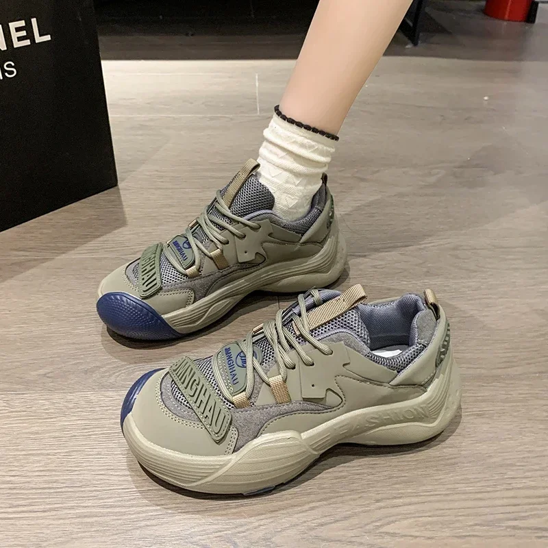 2024 Brand Women’s Thick Bottom Ugly Cute Walking Shoes Spring Autumn Breathable Mesh Sports Outdoor Jogging Sneakers Footwear