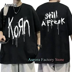 Men Summer Cotton T-Shirt Fashion Tops Tees Male Casual Short Sleeve Clothing Korn Music Streetwear Rock Band