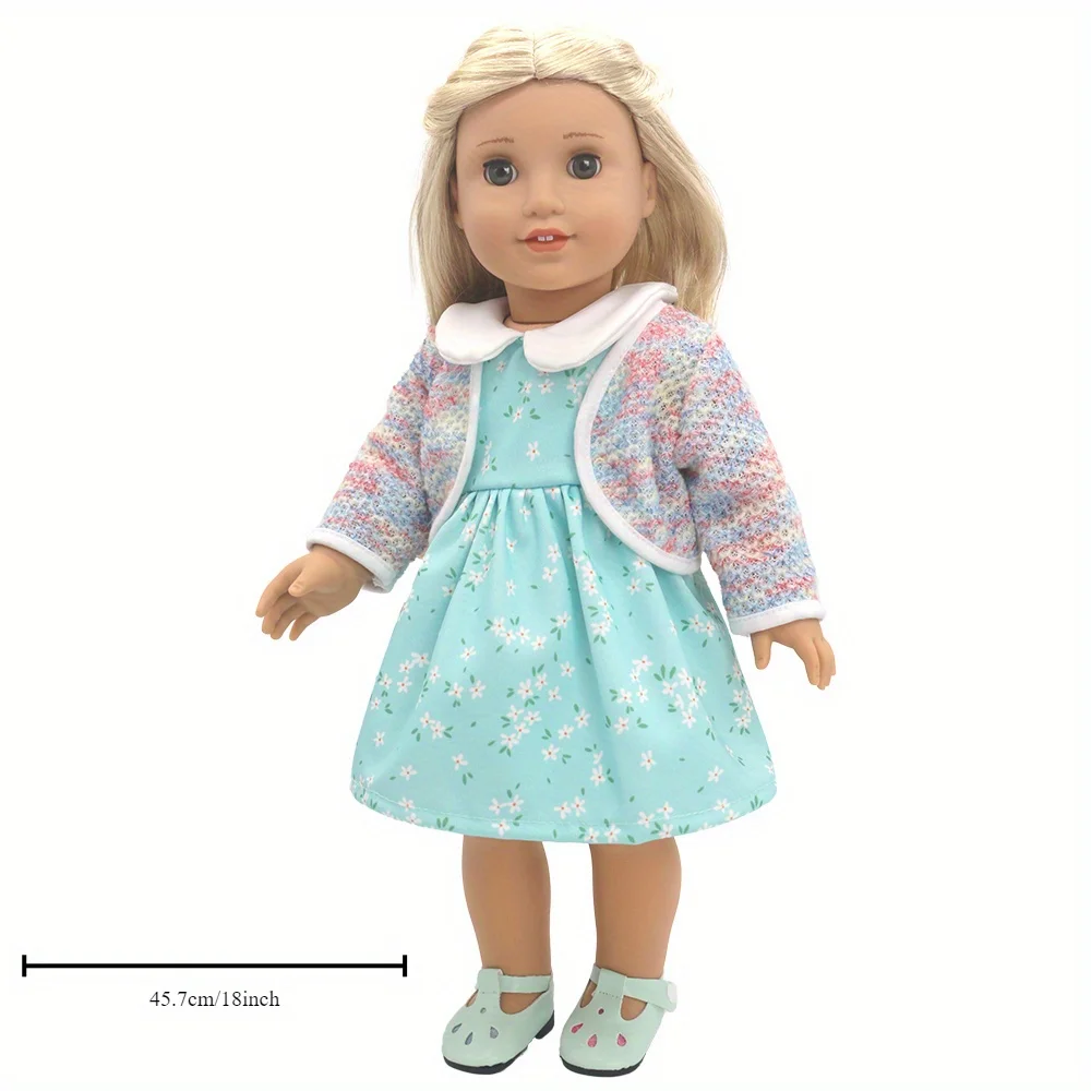 1 set of pink-blue gradient unicorn skirt doll clothes for 18-inch (45.7cm) doll girls. Suitable for American dolls