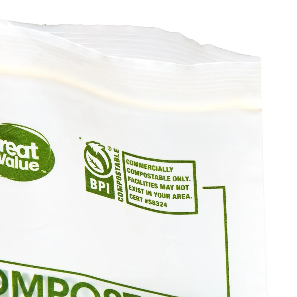 25% Plant-Based Compostable Sandwich Bags 50 Count BPI Certified Eco-Friendly Food Storage Bags Clear Slide Zipper Closure