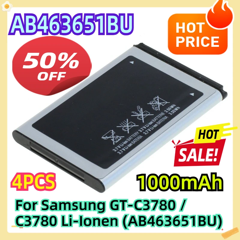 

For Samsung GT-C3780 / C3780 1000mAh Li-Ionen (AB463651BU) 4pcs