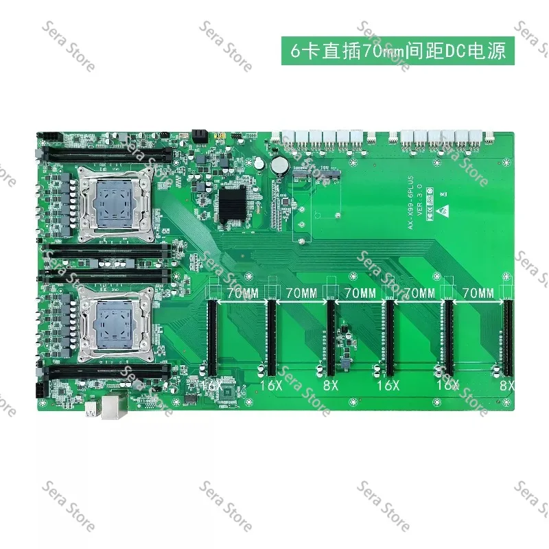 X99 Dual plus Main Board LGA 2011-3 Processor Support DDR4 Memory 6 PCI-E Graphics Card Slot Large Spacing for Gaming