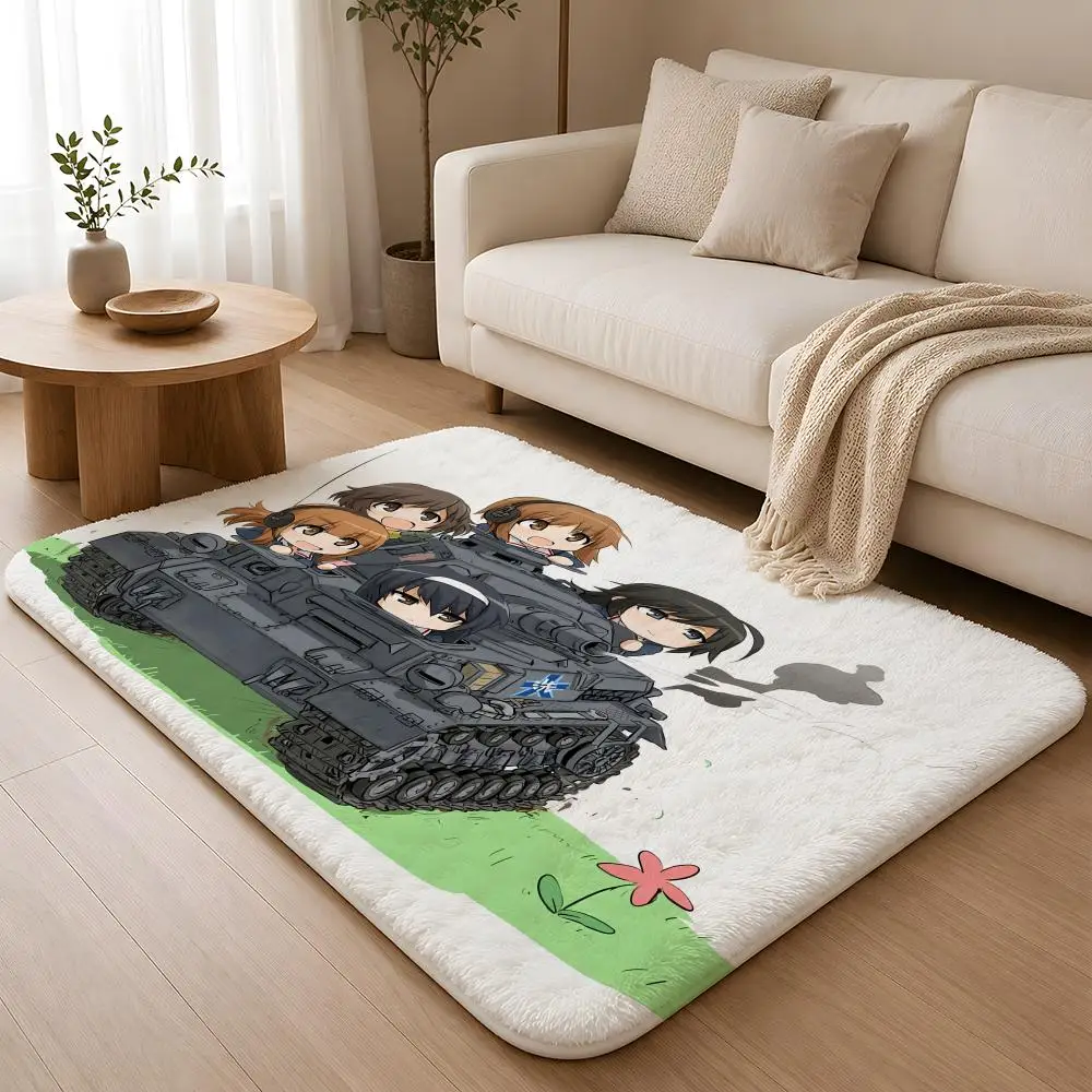 Kawaii U-Und P-Panzer Floor Mat Flannel Rug Non Slip Absorbent Soft Washable For Entryway Hallway Bathroom Kitchen Decor