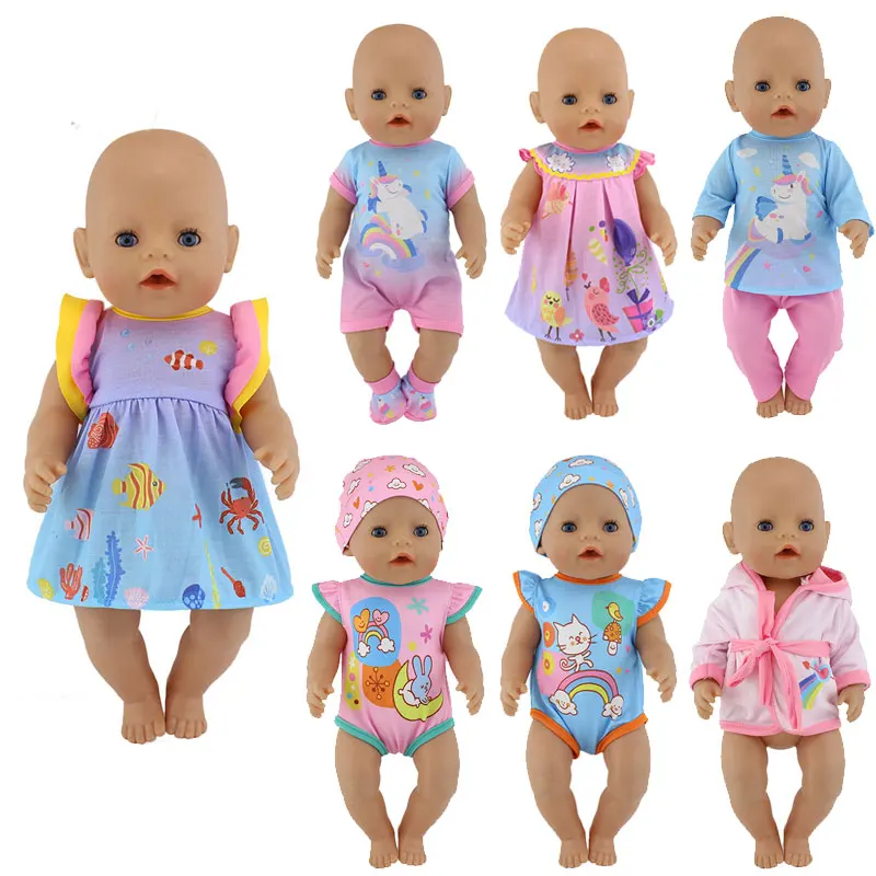 

2022 New rainbow color clothes For 17 inch 43cm Baby Doll Cute Doll Clothes And Accessoreis，girl's holiday gift