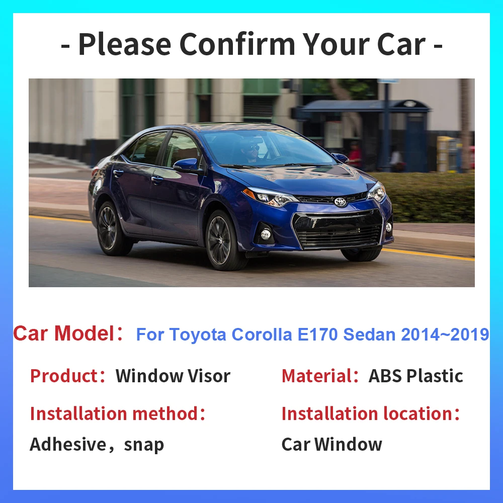 For Toyota Corolla E170 Levin Elegance Altis X Sedan 2014~2019 Window Visor Sun Rain Guard Deflector Side Vent Awning Accessorie