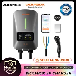 Wolfbox ev ladestation typ 2 22kw 32a 1 phase elektro fahrzeug auto ladegerät wallbox mit lcd bildschirm app steuerung rfid karte