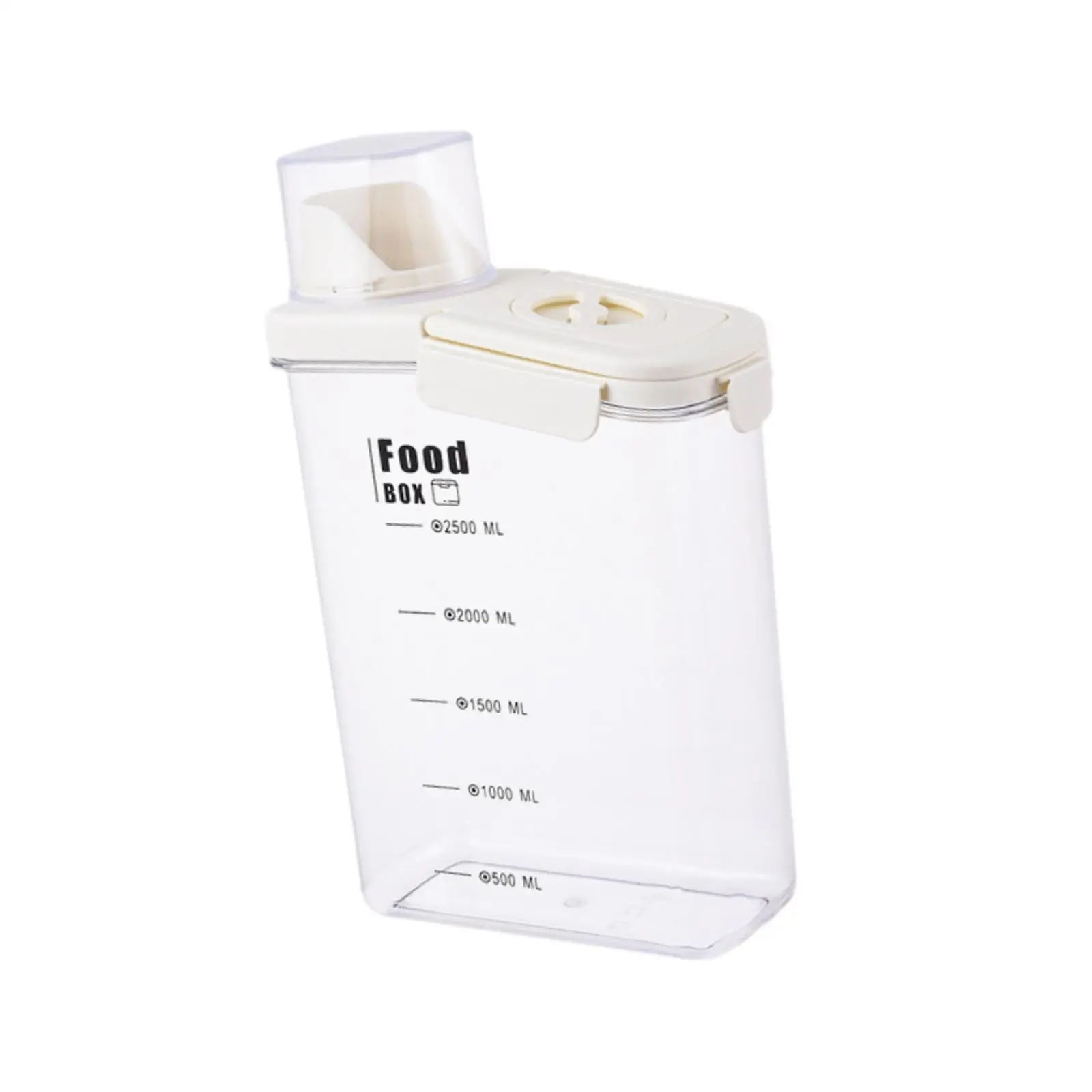Rice Storage Container Kitchen Bin with Scale Transparent Tank with Large Spout Sealed Food Dispenser for Oatmeal Pet Food - view 2