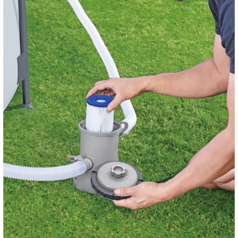 330 Gallon 1249L/h Above Ground Pool Filter Pump, EU Plug Circulation Water Pump with Filter Cartridges