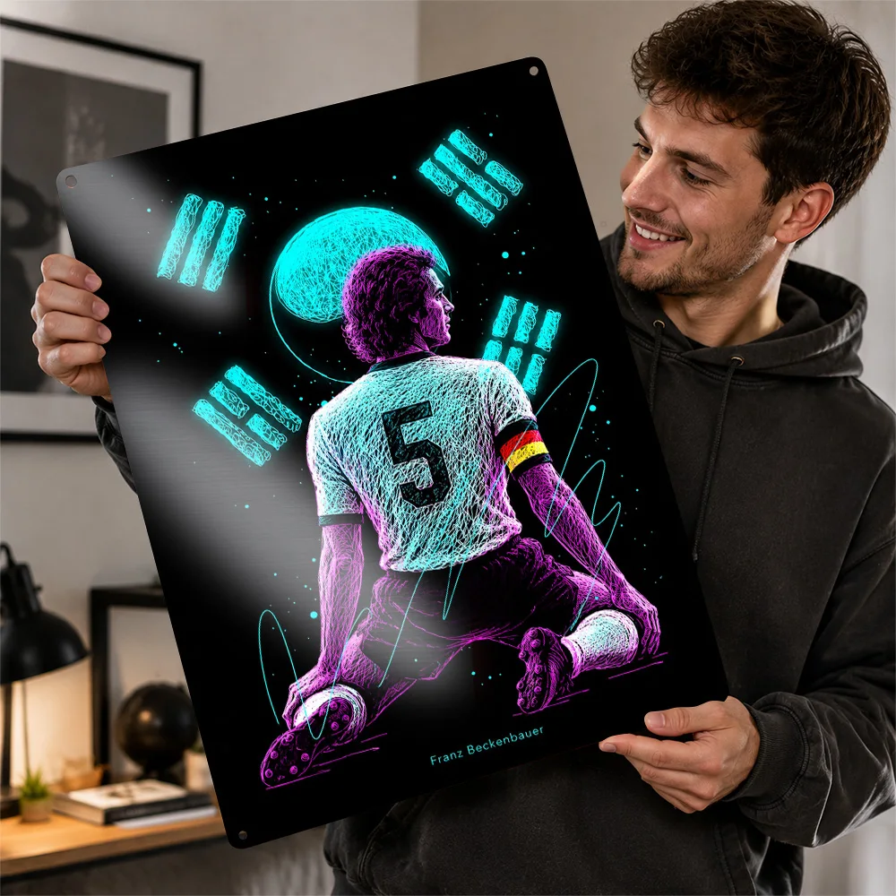 Franz Beckenbauer Football Printed Poster Customized Metal Sign Club Legacy Style Wall Art Made For Loyal Supporters In Office