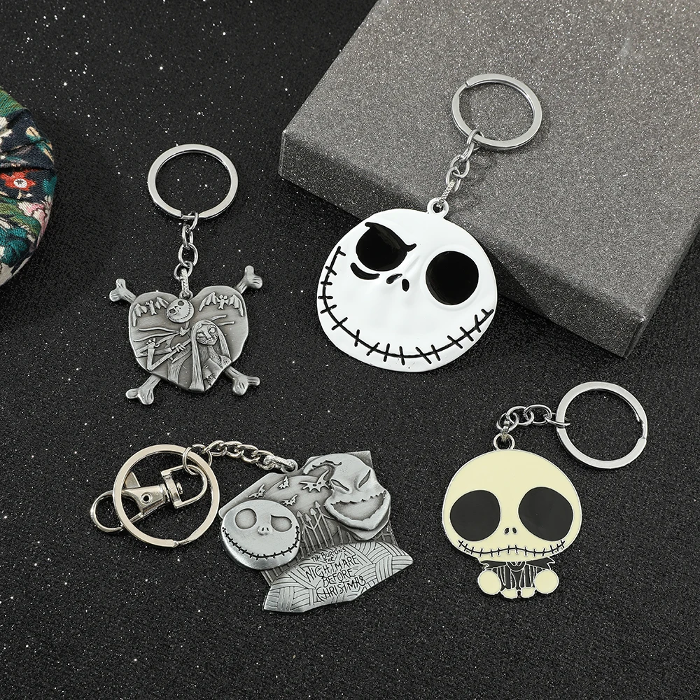 Disney The Nightmare Before Christmas Keychain Movie Figure Jack Skellington Keyrings Men Holiday Jewelry Accessories